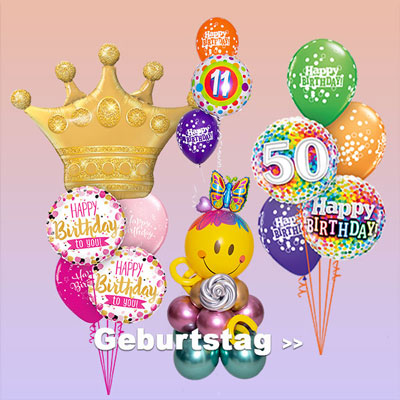 Ballons zum Geburtstag online bestellen, Ballongeschenke, Heliumballon, Helium gefüllt