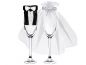 Preview: Champagnerglas Kleidung für Braut und Bräutigam