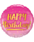 Preview: Folienballon Happy Birthday Gold & Pink