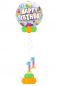 Preview: Folienballon Happy Birthday Cupcake mit 2 Foliezahlen und Ballonfuß
