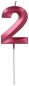 Preview: Kerze Glamour Ziffer / Zahl 2 Pink Metallic