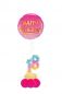 Preview: Folienballon Happy Birthday Gold pink mit 2 Foliezahlen und Ballonfuß