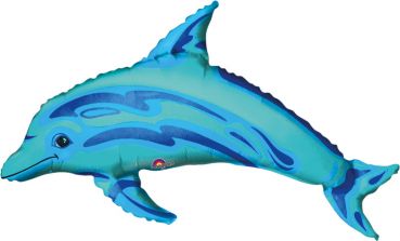 Folienballon luftgefüllt Delfin blau