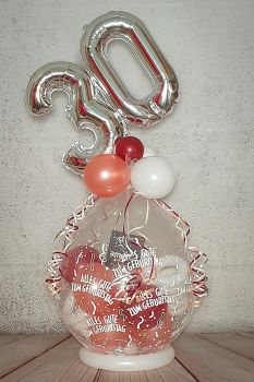 Geschenk im Ballon verpackt Geburtstag 2 große Folienzahlen