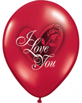 Latexballon rot I Love You Rose