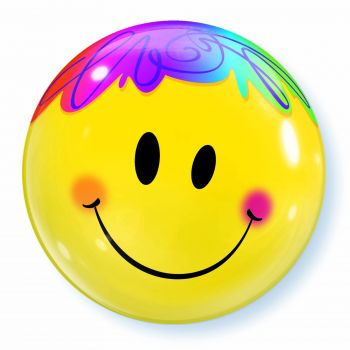 Ballon Smilie mit Gesicht und bunten Harren