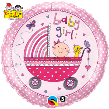 Folienballon Baby Girl im Kinderwagen