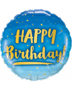 Folienballon Blau Happy Birthday