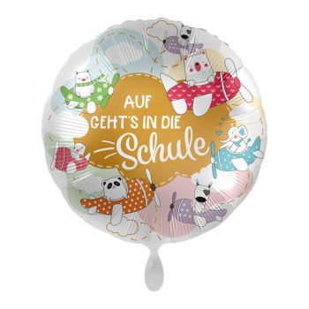 Folienballon Auf gehts in die Schule Flugzeuge