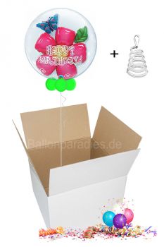 Ballongruß per Post Geburtstag Blume mit Aufschrift Happy Birthday