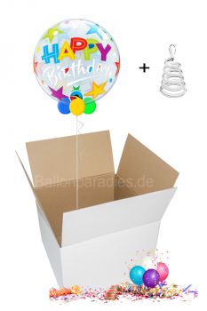Ballongruß per Post Happy Birthday bunte Sterne