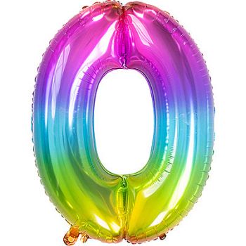 Folienballon Ballonzahl Regenbogen Zahl0