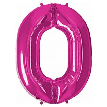 Ballonzahl, Zahlenballon pink Zahl 0