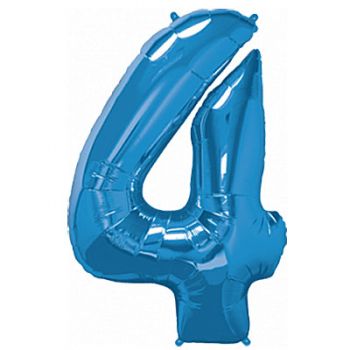 Ballonzahl, Zahlenballon blau Zahl 4