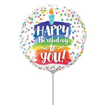 Folienballon luftgefüllt Happy Birthday Regenbogen Torte