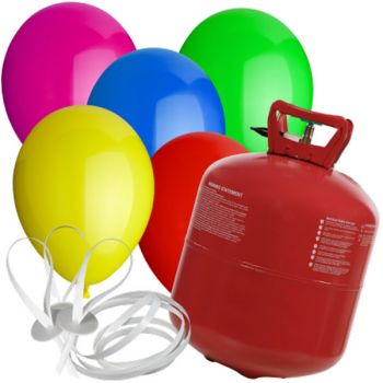 Set Helium Ballongas mit bunten Luftballons
