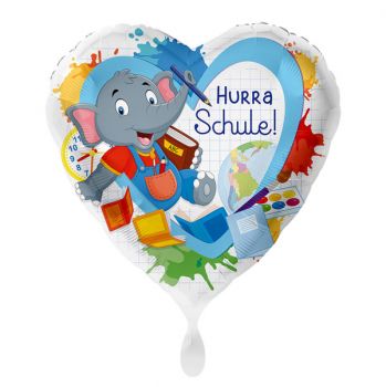 Folienballon Herz Hurra Schule Elefant