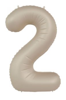 Folienballon Zahl 2 - Creamy Latte - Ultra Matt