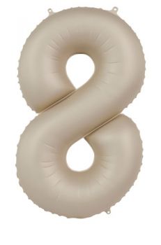 Folienballon Zahl 8 - Creamy Latte - Ultra Matt