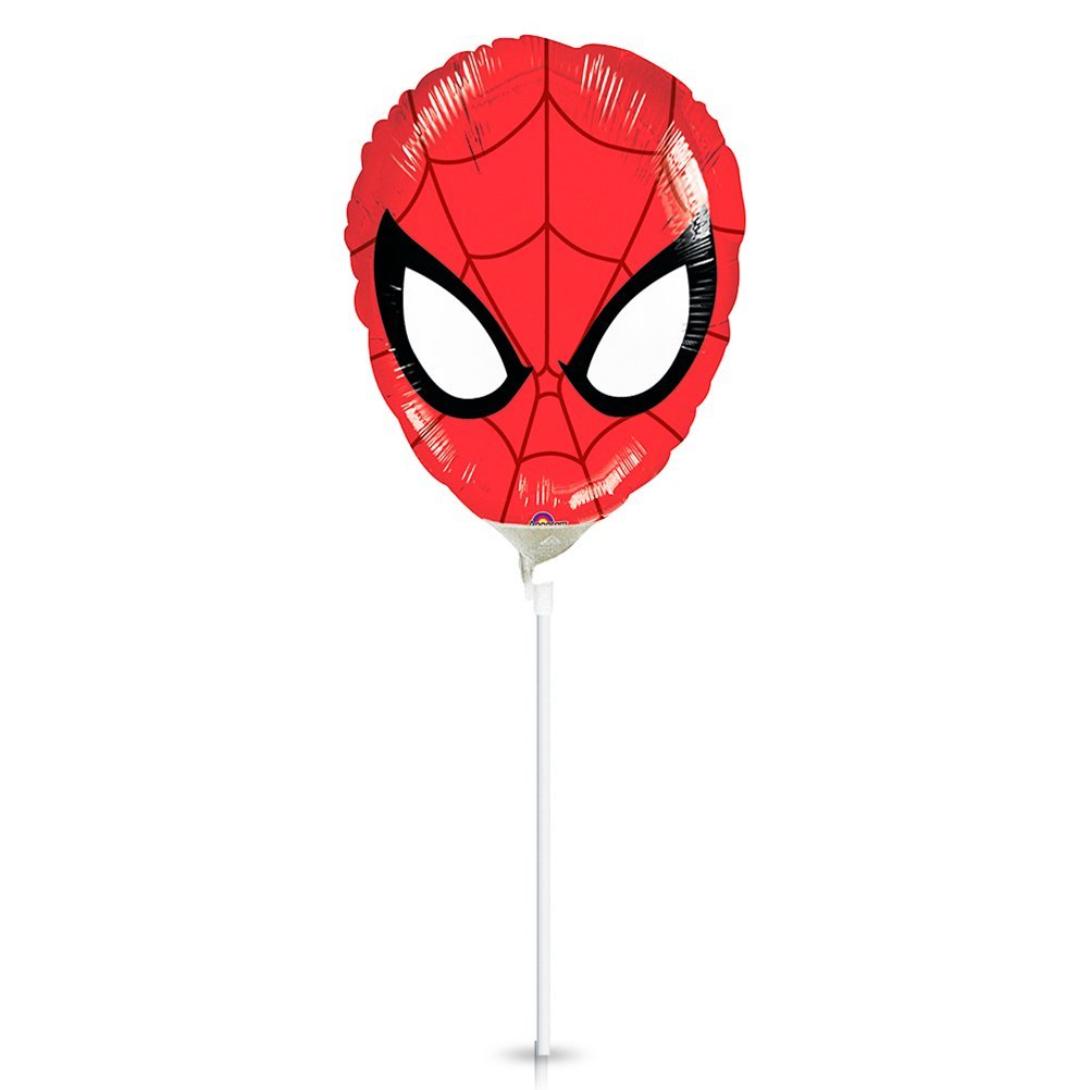 Mini-Folienballon Spiderman Kopf luftgefüllt am Stab