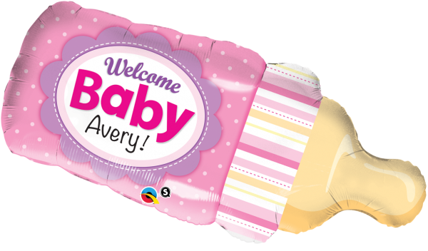 Folienballon Welcome Baby Flasche rosa