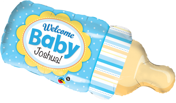 Folienballon Welcome Baby Flasche blau