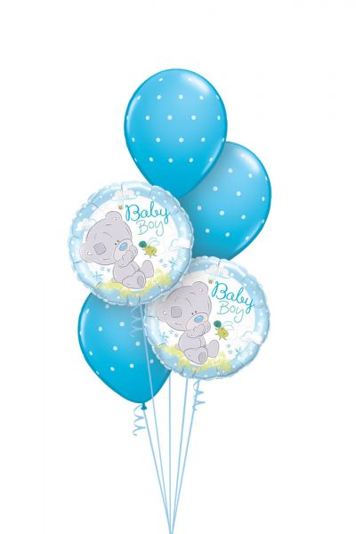 Ballonstrauß zur Geburt Baby Boy blau