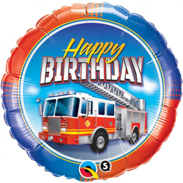 Folienballon rund Happy Birthday Feuerwehr