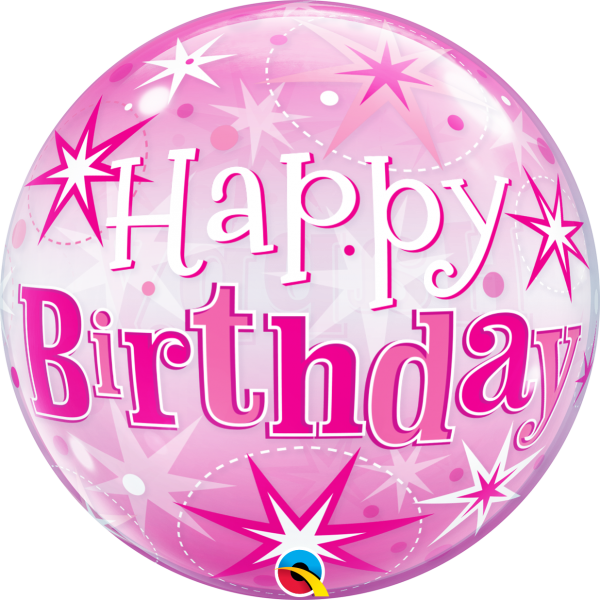 Bubble Ballon Happy Birthday pink