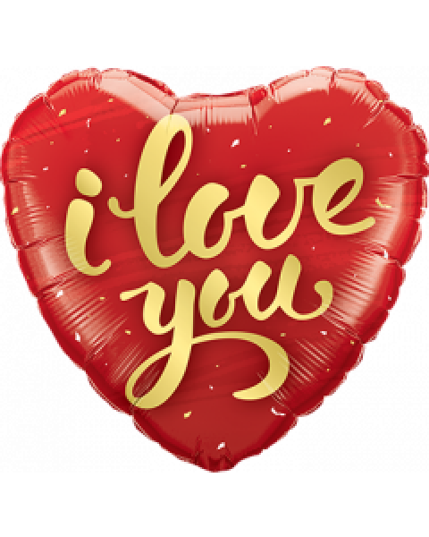 Folienballon Herz I Love You Gold Script