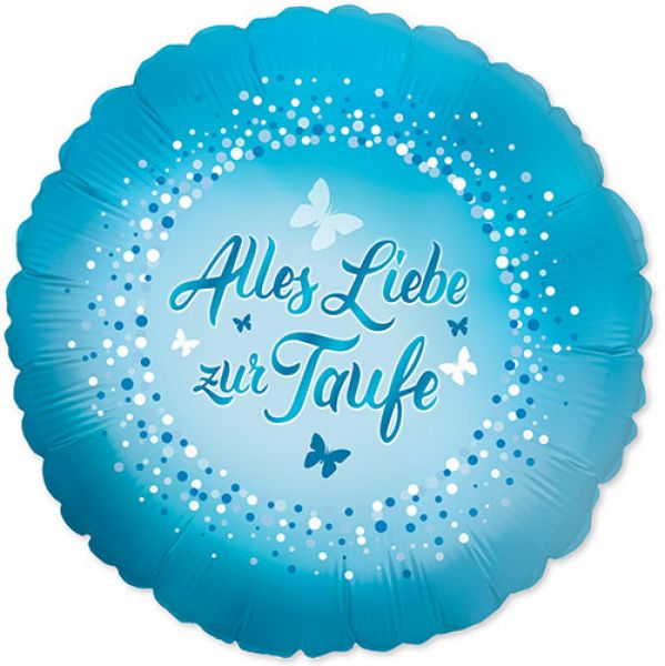 Folienballon rund Alles Liebe zur Taufe blau