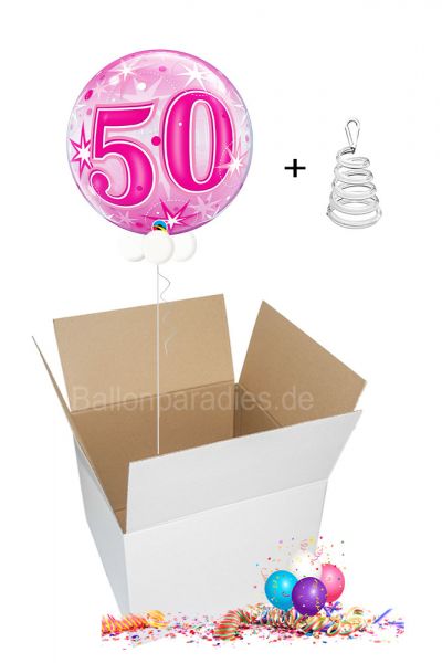 Ballongruß per Post 50. Geburtstag pink