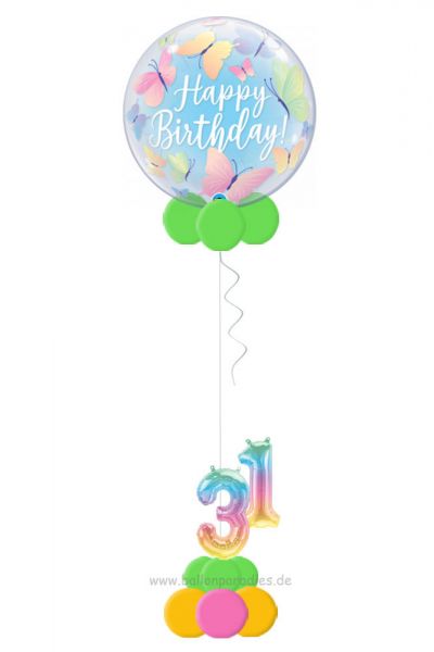 Ballongeschenk zum Geburtstag Butterfly mit Folienzahlen