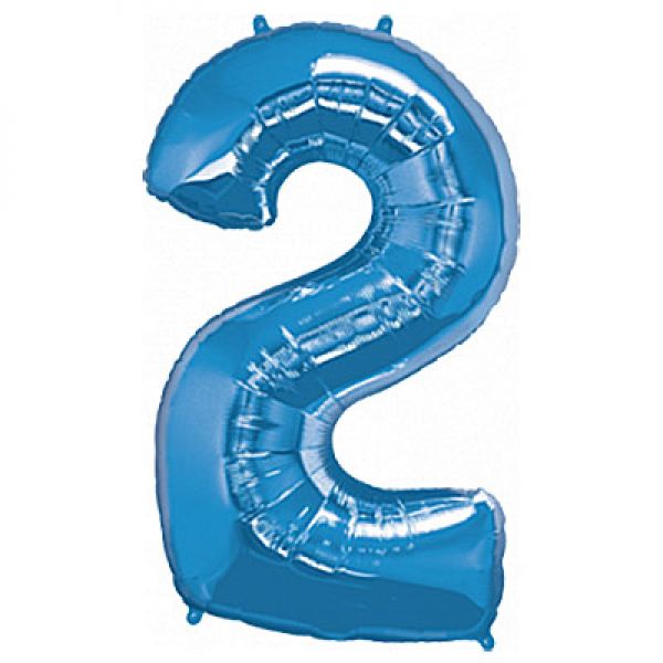 Ballonzahl, Zahlenballon blau Zahl 2