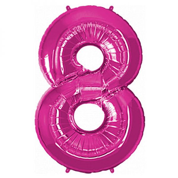 Ballonzahl, Zahlenballon Pink Zahl 8
