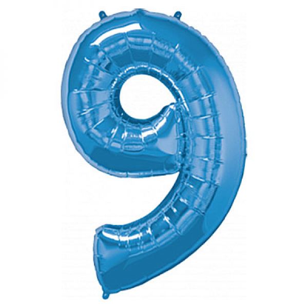 Ballonzahl, Zahlenballon blau Zahl 9