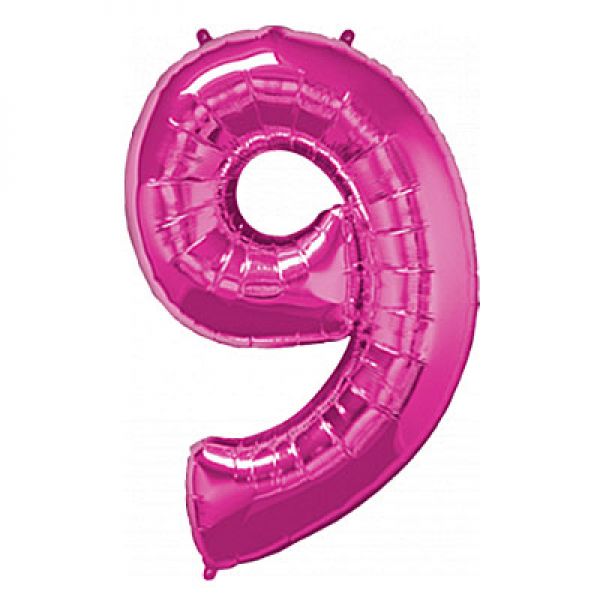 Ballonzahl, Zahlenballon Pink Zahl 9