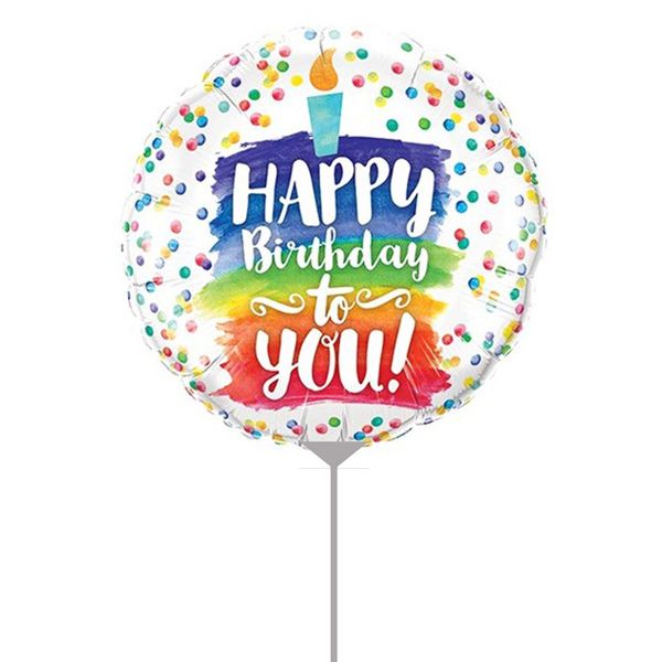 Folienballon luftgefüllt Happy Birthday Regenbogen Torte