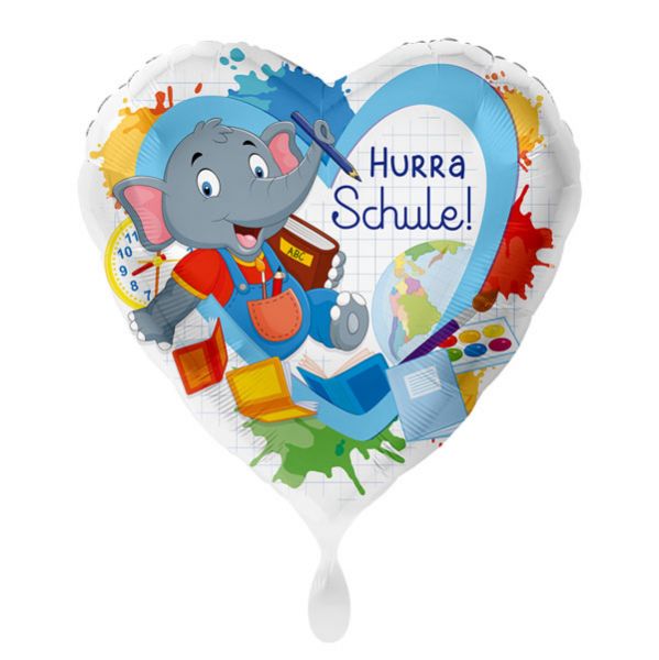 Folienballon Herz Hurra Schule Elefant