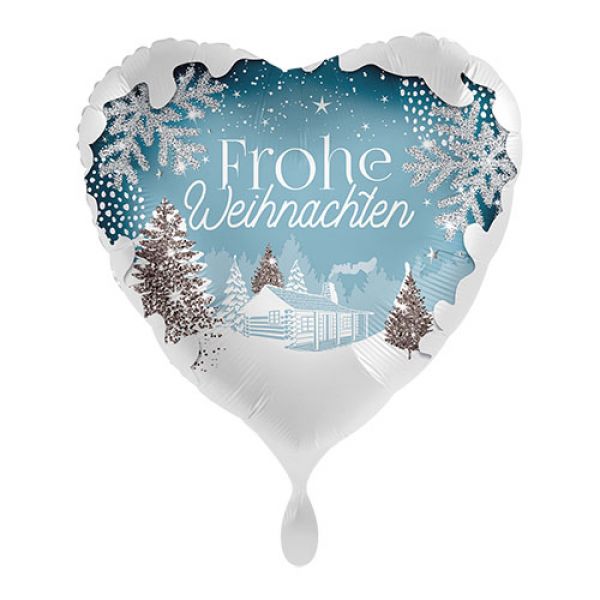 Folienballon Herz White Christmas