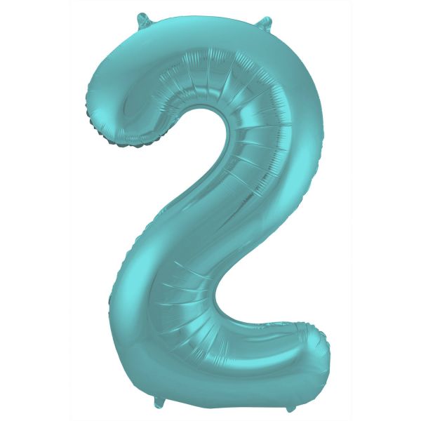 Ballonzahl, Zahlenballon Pastell Aqua Matt Zahl 2