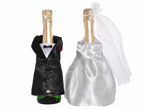Champagnerglas Kleidung für Braut und Bräutigam