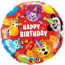 Folienballon rund Happy Birthday mit Party Animals