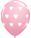 Latexballon pink mit weißen Herzen