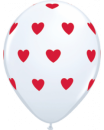 Latexballon weiß mit roten Herzen