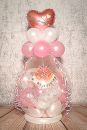 Geschenk im Ballon verpackt Rosa/Weiß (Hochzeit)