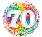 Folienballon rund Regenbogen Konfetti Alter 70