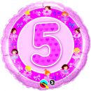 Folienballon rund mit Ballerinas Alter 5 pink