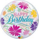 Bubble Ballon Happy Birthday mit Blumen
