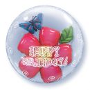Doppel Bubble Blume mit Aufschrift Happy Birthday